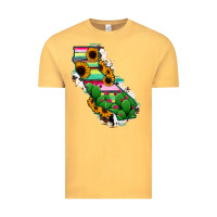 Vintage Mustard California Map Sunflower Cactus Serape Vintage Tee - RanaPortraitStore