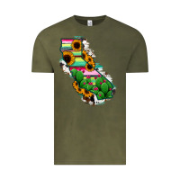 Vintage Olive California Map Sunflower Cactus Serape Vintage Tee - RanaPortraitStore
