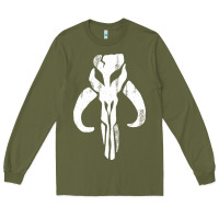 Army Green mandorian skull Long Sleeve Tee - artisFamous