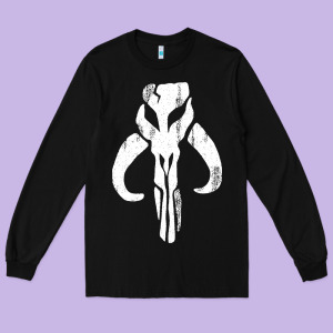 Mandorian Skull Long Sleeve Tee Designed By Artisfamous
