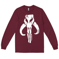 Burgundy mandorian skull Long Sleeve Tee - artisFamous