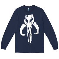 Navy mandorian skull Long Sleeve Tee - artisFamous