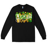 Black Lucky Vibes Long Sleeve Tee - CowhideDigitalArt