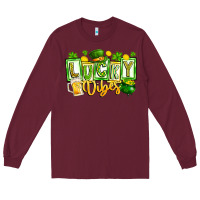 Burgundy Lucky Vibes Long Sleeve Tee - CowhideDigitalArt
