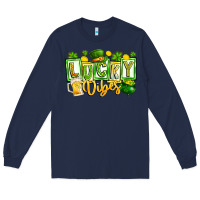 Navy Lucky Vibes Long Sleeve Tee - CowhideDigitalArt