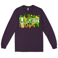 Plum Lucky Vibes Long Sleeve Tee - CowhideDigitalArt
