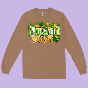 Lucky Vibes Long Sleeve Tee Designed By Cowhidedigitalart