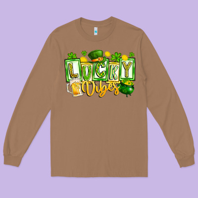 Lucky Vibes Long Sleeve Tee Designed By Cowhidedigitalart