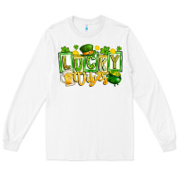 White Lucky Vibes Long Sleeve Tee - CowhideDigitalArt