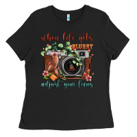 Black When Life Gets Blurry Adjust Your Focus Vintage Camera Ladies Tee - FaDigitalArtStudio