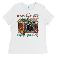 White When Life Gets Blurry Adjust Your Focus Vintage Camera Ladies Tee - FaDigitalArtStudio