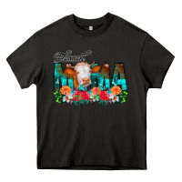 Asphalt Blessed Mama Flowers Cow Heavy Core Tee - CowCowDesign