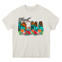 Cream Blessed Mama Flowers Cow Heavy Core Tee - CowCowDesign