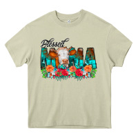 Mossy Blessed Mama Flowers Cow Heavy Core Tee - CowCowDesign