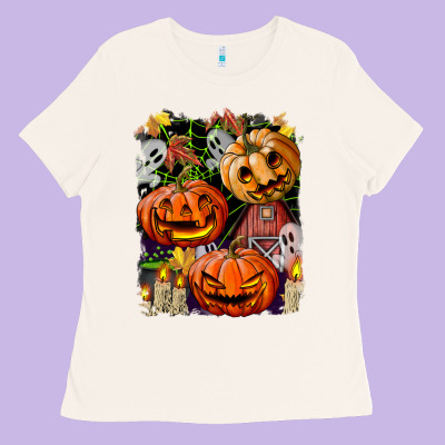 Halloween Pumpkins Ladies Tee Designed By Bundleandbundleshop