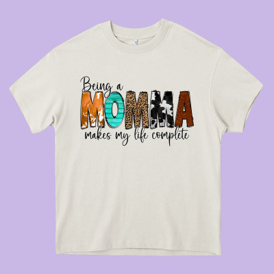 Being A Momma Makes My Life Complete Heavy Core Tee Designed By Cowcowdesign
