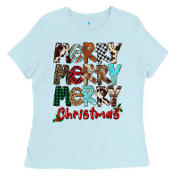 Baby Blue Merry Christmas Ladies Tee - FaDigitalArtStudio