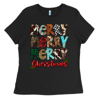Black Merry Christmas Ladies Tee - FaDigitalArtStudio