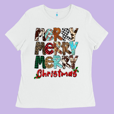 Merry Christmas Ladies Tee Designed By Fadigitalartstudio