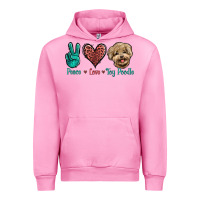 Fuchsia Pink Peace Love Toy Poodle Urban Hoodie - Jasminsmagicworld