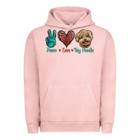 Pigment Salmon Peace Love Toy Poodle Urban Hoodie - Jasminsmagicworld