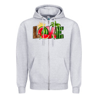 Heather Grey love watermelon Zipper Hoodie - RanaPortraitStore