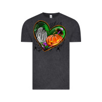 Vintage Black halloween heart with pumpkin Vintage Tee - BundleAndBundleShop