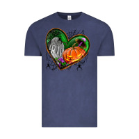 Vintage Denim halloween heart with pumpkin Vintage Tee - BundleAndBundleShop