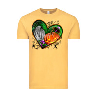 Vintage Mustard halloween heart with pumpkin Vintage Tee - BundleAndBundleShop