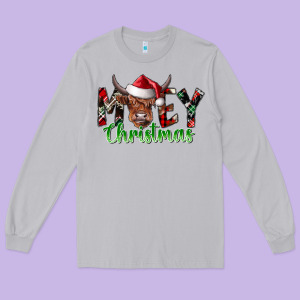 Moey Christmas Long Sleeve Tee Designed By Cowhidedigitalart