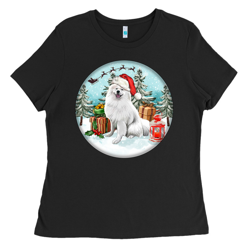 Christmas Samoyed Dog Ladies Tee by FaDigitalArtStudio | Teevron
