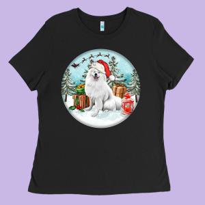 Christmas Samoyed Dog Ladies Tee Designed By Fadigitalartstudio