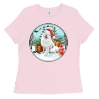 Bubblegum Pink Christmas samoyed dog Ladies Tee - FaDigitalArtStudio