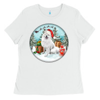 White Christmas samoyed dog Ladies Tee - FaDigitalArtStudio