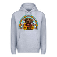 Heather Grey chocolate labrador rainbow Premium Hoodie - Artiststas