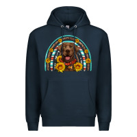 Navy chocolate labrador rainbow Premium Hoodie - Artiststas