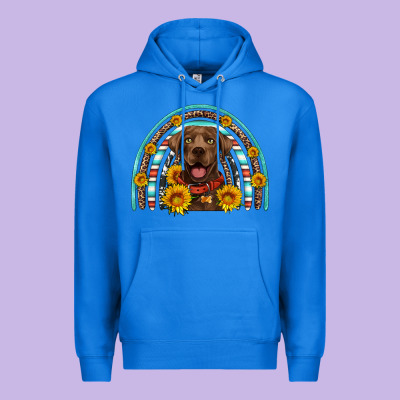 Chocolate Labrador Rainbow Premium Hoodie Designed By Artiststas