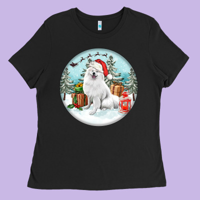 Christmas Samoyed Dog Ladies Tee Designed By Fadigitalartstudio