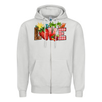 Dove Grey love strawberry Zipper Hoodie - RanaPortraitStore