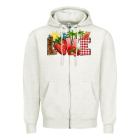 Oatmeal Heather love strawberry Zipper Hoodie - RanaPortraitStore