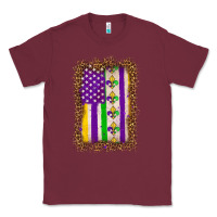 Burgundy mardi gras usa flag leopard Classic Tee - OliviaCreatesArt