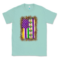 Seafoam mardi gras usa flag leopard Classic Tee - OliviaCreatesArt