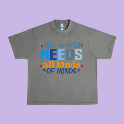 The World Needs All Kinds Of Minds Urban Heavy Tee Designed By Cowhidedigitalart