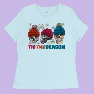 Tis The Season Skull Winter Ladies Tee Designed By Fadigitalartstudio