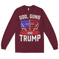 Burgundy god guns and trump Long Sleeve Tee - artisFamous