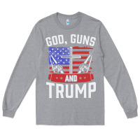 Heather Grey god guns and trump Long Sleeve Tee - artisFamous