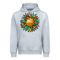 Heather Grey Softball Sunflower Urban Hoodie - Jasminsmagicworld