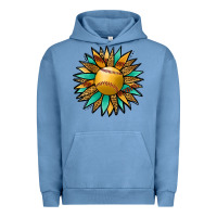 Pigment Pebble Blue Softball Sunflower Urban Hoodie - Jasminsmagicworld