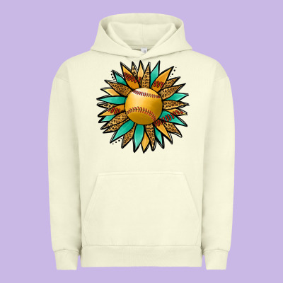 Softball Sunflower Urban Hoodie Designed By Jasminsmagicworld
