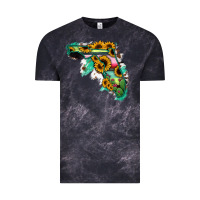 Cloud Black Florida Map Sunflower Cactus Serape Vintage Tee - RanaPortraitStore